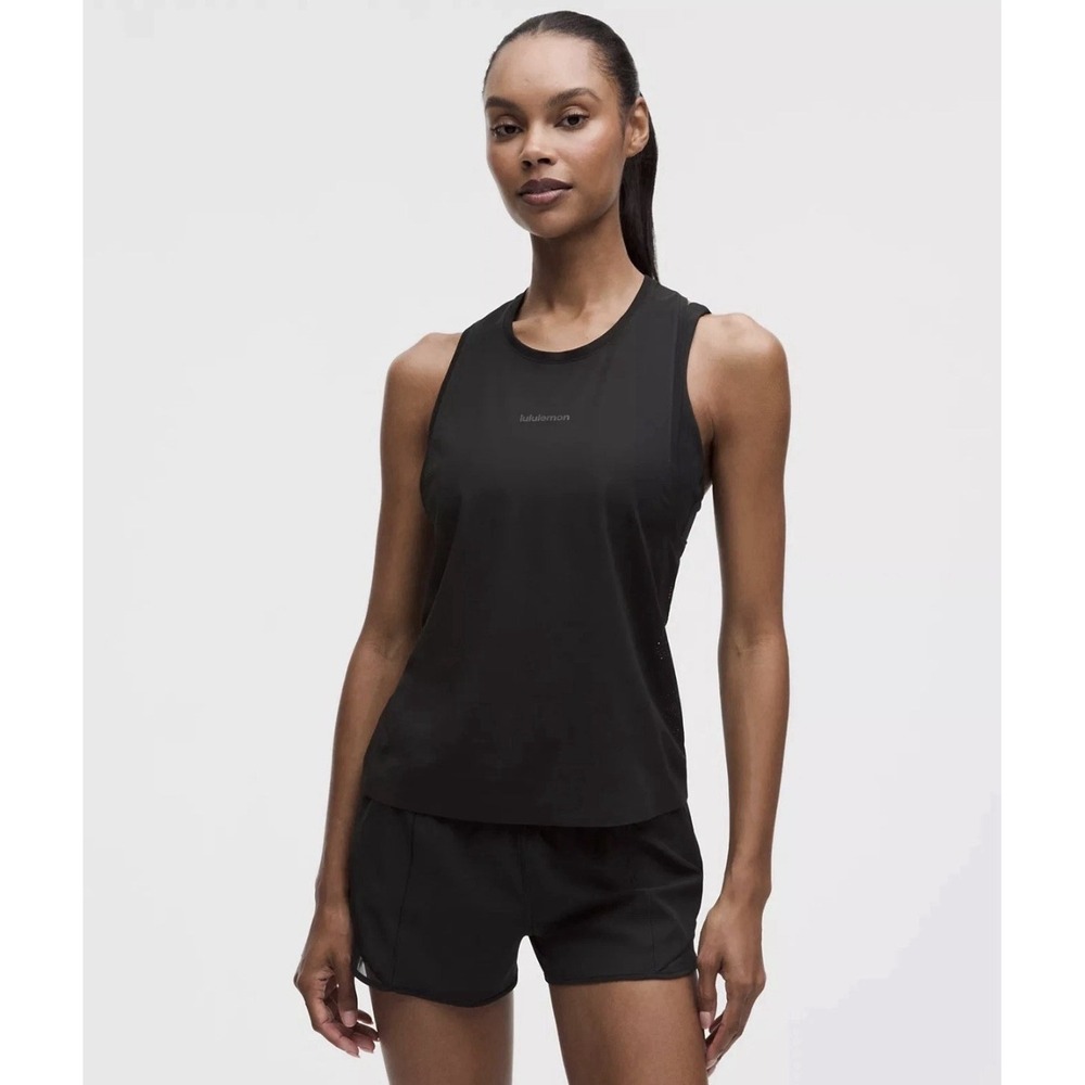 Lululemon Fast and Free Quick Dry Racerback Mesh Singlet Tank XS Black LW1FSRS